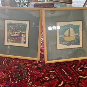 Vintage Robert Grace pair of Nautical framed prints